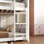 Lits superposés jumeaux avec têtes, pieds de lit et balustrades Gris
