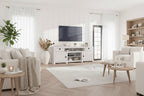 Farmhouse TV Stand for 75/80 Inch TVs, 70 Long Entertainment Center w/4 Storage Drawers & 3 Open Shelf, White Television Consoles Stands for Home