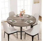 Table de salle à manger ronde de 119,4 cm, table à manger industrielle pour 4 à 6 personnes, table de cuisine en bois avec cadre métallique robuste, table de cuisine circulaire pour la maison, sans chaises