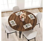 Table de salle à manger ronde de 119,4 cm, table à manger industrielle pour 4 à 6 personnes, table de cuisine en bois avec cadre métallique robuste, table de cuisine circulaire pour la maison, sans chaises