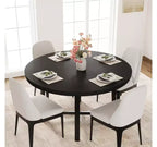 47 Round Dining Table, Industrial Dinner Table for 4 to 6, Wooden Kitchen Table with Sturdy Metal Frame, Circle Kitchen Table for Home No Chairs