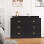 Table à langer pour chambre d'enfant - 6 tiroirs avec plateau imperméable, dispositif anti-basculement et barres de sécurité, MDF non toxique