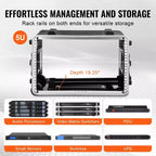 Flight case rack 6U, profondeur standard 19 pouces, avec roulettes en ABS, verrous papillons robustes, face avant détachable, noir