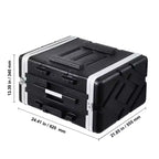 Flight case rack 6U, profondeur standard 19 pouces, avec roulettes en ABS, verrous papillons robustes, face avant détachable, noir