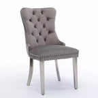 Chaises de salle à manger modernes en velours avec revêtement capitonné haut de gamme, cadre en bois massif et pieds plaqués en acier inoxydable chromé