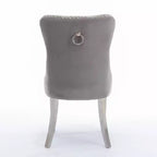 Chaises de salle à manger modernes en velours avec revêtement capitonné haut de gamme, cadre en bois massif et pieds plaqués en acier inoxydable chromé