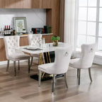 Chaises de salle à manger modernes en velours avec revêtement capitonné haut de gamme, cadre en bois massif et pieds plaqués en acier inoxydable chromé