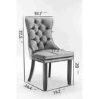 Chaises de salle à manger modernes en velours avec revêtement capitonné haut de gamme, cadre en bois massif et pieds plaqués en acier inoxydable chromé