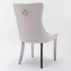 Chaises de salle à manger modernes en velours avec revêtement capitonné haut de gamme, cadre en bois massif et pieds plaqués en acier inoxydable chromé