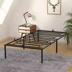 Cadre de lit en métal, plateforme de lit simple sans sommier tapissier, avec support de lattes métalliques, assemblage facile, rangement sous le lit