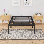 Cadre de lit en métal, plateforme de lit simple sans sommier tapissier, avec support de lattes métalliques, assemblage facile, rangement sous le lit