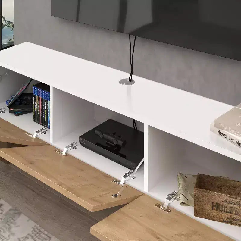 Meuble TV mural flottant pour téléviseurs jusqu'à 75 pouces, blanc