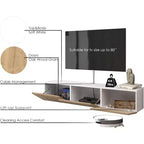 Meuble TV mural flottant pour téléviseurs jusqu'à 75 pouces, blanc