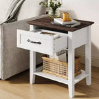 Table de chevet, Table d'appoint polyvalente pour chambre, Table de chevet en bois avec 1 tiroir et étagère de rangement ouverte, Bureau, Canapé, Petits espaces