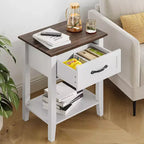 Table de chevet, Table d'appoint polyvalente pour chambre, Table de chevet en bois avec 1 tiroir et étagère de rangement ouverte, Bureau, Canapé, Petits espaces