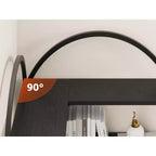 Bibliothèque d'angle en L à cinq niveaux avec étagères de rangement en bois et métal. Meuble de rangement peu encombrant adapté aux salons et aux chambres.