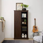Free Standing Storage Cabinet for Dining Room, Buffet Cabinet with Barn Doors, Open and Hidden Shelves, Quality Hardware, Wine Bar Cabinet