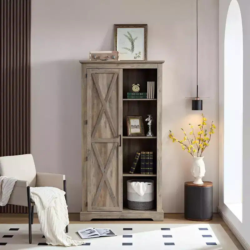 Meuble de rangement autoportant pour salle à manger, buffet avec portes coulissantes, étagères ouvertes et cachées, quincaillerie de qualité, meuble bar à vin