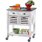 Chariots de cuisine en bois de 91 cm de haut avec 1 étagère pour cuisine modulaire