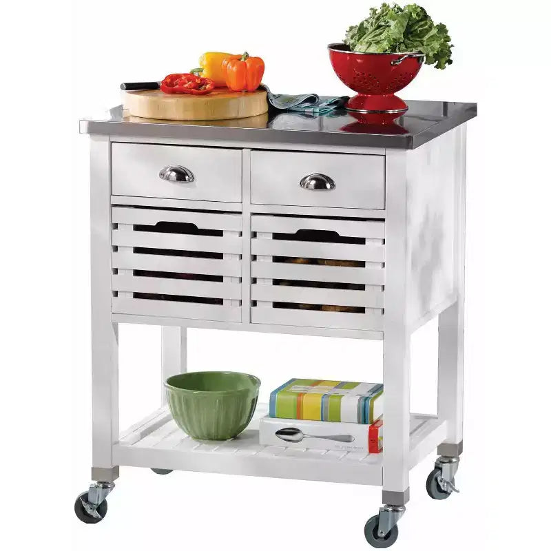 Chariots de cuisine en bois de 91 cm de haut avec 1 étagère pour cuisine modulaire