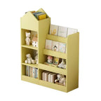 Étagère de rangement en bois avec bibliothèque, unité de rangement avec 6 compartiments, 2 paniers et boîtes de rangement