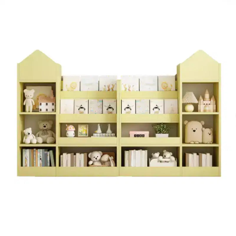 Étagère de rangement en bois avec bibliothèque, unité de rangement avec 6 compartiments, 2 paniers et boîtes de rangement
