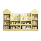 Étagère de rangement en bois avec bibliothèque, unité de rangement avec 6 compartiments, 2 paniers et boîtes de rangement
