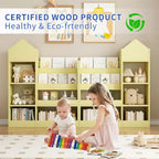 Étagère de rangement en bois avec bibliothèque, unité de rangement avec 6 compartiments, 2 paniers et boîtes de rangement