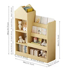 Étagère de rangement en bois avec bibliothèque, unité de rangement avec 6 compartiments, 2 paniers et boîtes de rangement