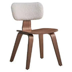 Chaise de salle à manger 22 pouces, incurvée, bouclé blanc, noyer brun