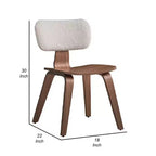 Chaise de salle à manger 22 pouces, incurvée, bouclé blanc, noyer brun