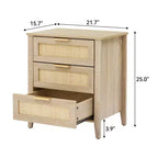 Table de chevet, commode moderne avec poignée en métal et pieds en bois massif, commode en bois à 3 tiroirs, table d'appoint de 63,5 cm de haut, chambre à coucher, salon