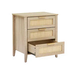 Table de chevet, commode moderne avec poignée en métal et pieds en bois massif, commode en bois à 3 tiroirs, table d'appoint de 63,5 cm de haut, chambre à coucher, salon