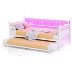 Lit de repos en métal une place avec lit gigogne, cadre de canapé-lit avec support en lattes d'acier, lit gigogne une place pour petits espaces, chambre à coucher, appartement