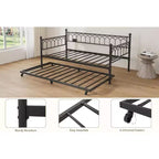 Lit de repos en métal une place avec lit gigogne, cadre de canapé-lit avec support en lattes d'acier, lit gigogne une place pour petits espaces, chambre à coucher, appartement