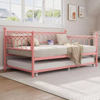 Lit de repos en métal une place avec lit gigogne, cadre de canapé-lit avec support en lattes d'acier, lit gigogne une place pour petits espaces, chambre à coucher, appartement