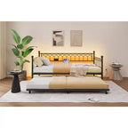 Twin Size Metal Daybed with Trundle, Sofa Bed Frame with Steel Slat Suppor, Twin Trundle Bed for Small Spaces, Bedroom, Apartment