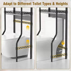 Meuble de rangement 4 niveaux pour toilettes, organisateur de salle de bain avec étagère réglable et panier, meuble de rangement pour petits espaces noir