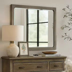 Royal Hampton Dresser Mirror, Warm Gray Rubberwood, Beveled Edge, 40 Inch