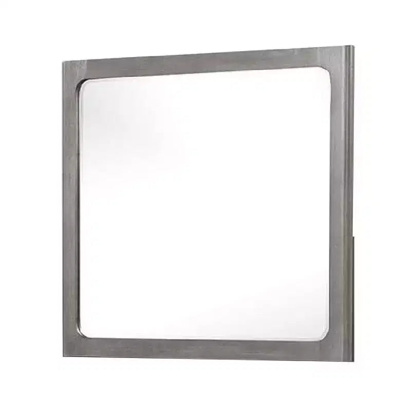Miroir de commode, bois d'hévéa gris chaud, bord biseauté, 40 pouces