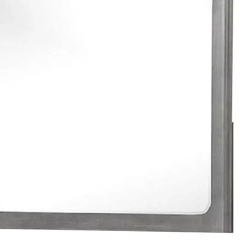Miroir de commode, bois d'hévéa gris chaud, bord biseauté, 40 pouces