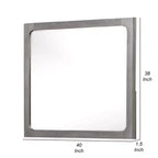 Miroir de commode, bois d'hévéa gris chaud, bord biseauté, 40 pouces
