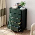 Commode à 5 tiroirs pour chambre à coucher, commode en bois de 80 cm de large avec poignées en métal, chiffonnier haut, organiseur de rangement pour vêtements pour chambre à coucher