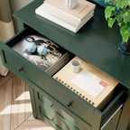Commode à 5 tiroirs pour chambre à coucher, commode en bois de 80 cm de large avec poignées en métal, chiffonnier haut, organiseur de rangement pour vêtements pour chambre à coucher