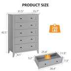 Commode à 5 tiroirs pour chambre à coucher, commode en bois de 80 cm de large avec poignées en métal, chiffonnier haut, organiseur de rangement pour vêtements pour chambre à coucher