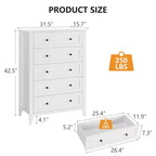 Commode à 5 tiroirs pour chambre à coucher, commode en bois de 80 cm de large avec poignées en métal, chiffonnier haut, organiseur de rangement pour vêtements pour chambre à coucher