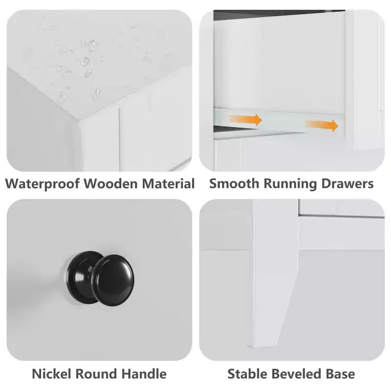 Commode à 5 tiroirs pour chambre à coucher, commode en bois de 80 cm de large avec poignées en métal, chiffonnier haut, organiseur de rangement pour vêtements pour chambre à coucher