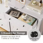 Commode à 5 tiroirs pour chambre à coucher, commode en bois de 80 cm de large avec poignées en métal, chiffonnier haut, organiseur de rangement pour vêtements pour chambre à coucher