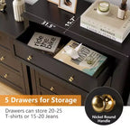 Commode à 5 tiroirs pour chambre à coucher, commode en bois de 80 cm de large avec poignées en métal, chiffonnier haut, organiseur de rangement pour vêtements pour chambre à coucher