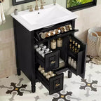 Meuble-lavabo de salle de bain 20 po avec lavabo, porte à fermeture douce, étagère de rangement, tiroir, gris